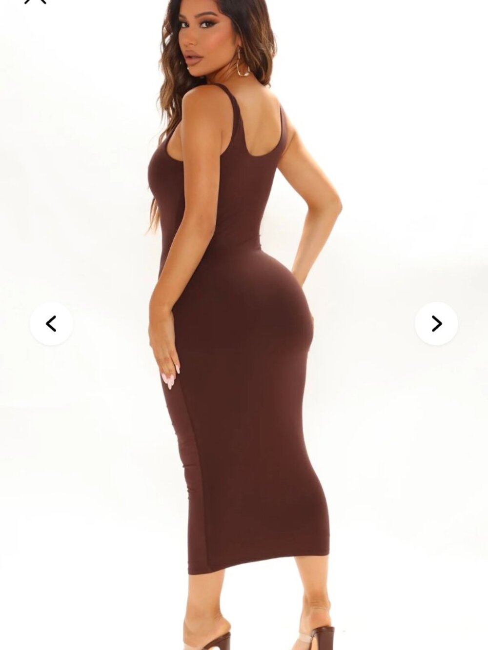 NWT Fashion Nova Brown Your Needs Met Midi Dress - Picture 2 of 7